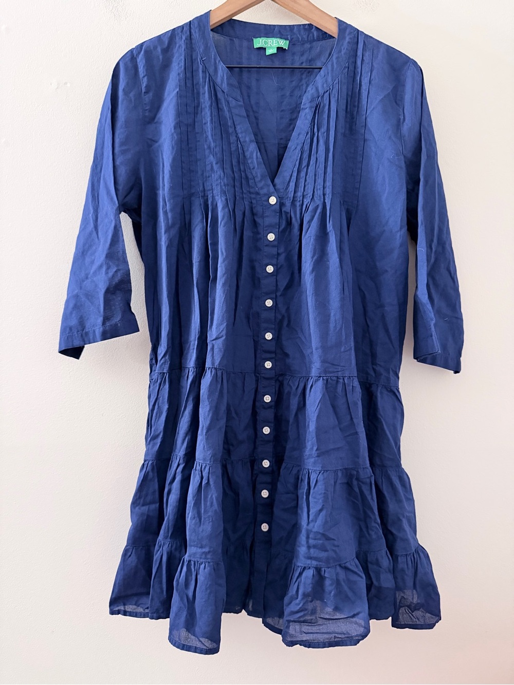 J.Crew Button-front tiered cover-up dress in cotton voile lightweight L